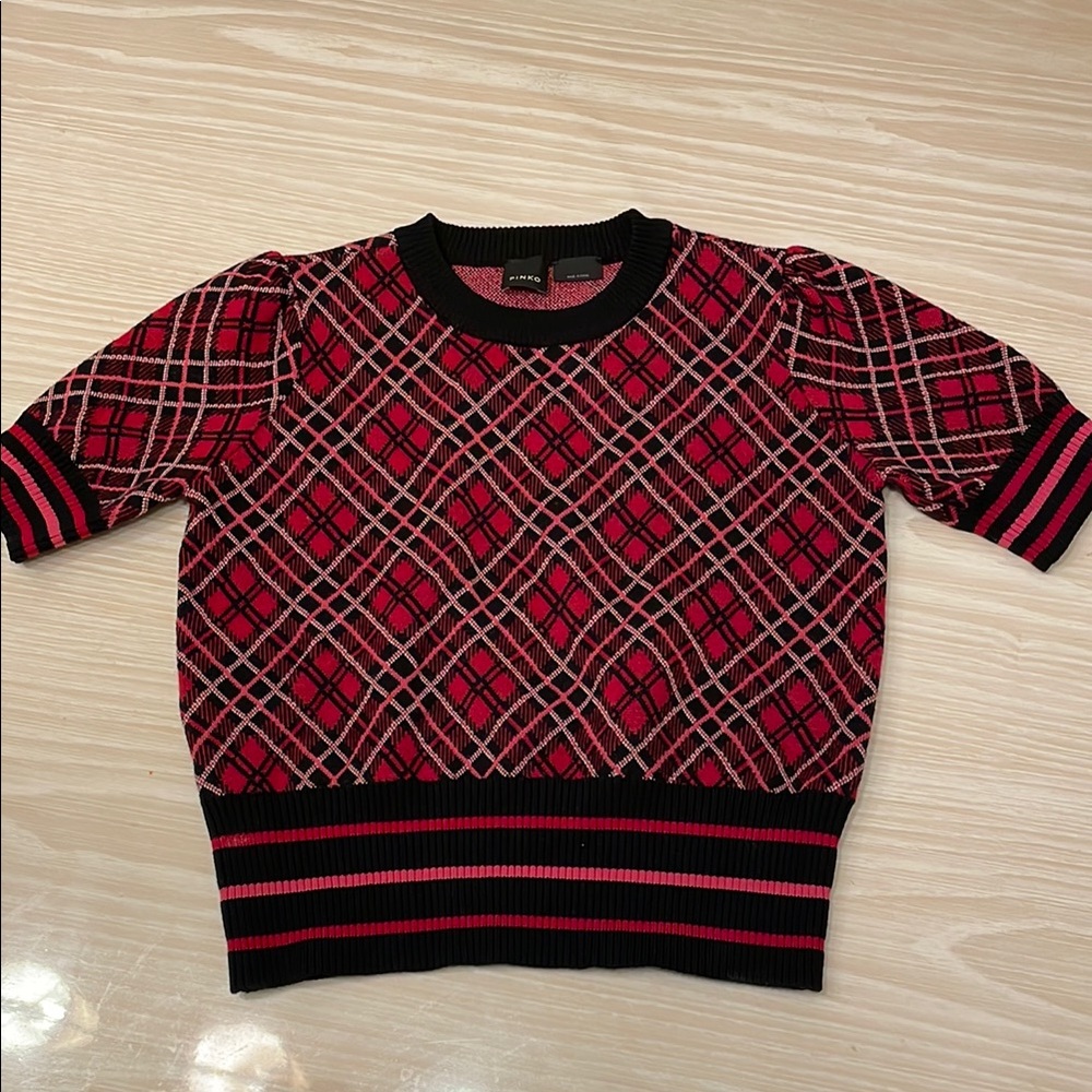Red and Black Patterned Sweater